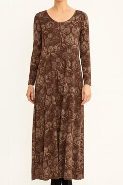 Peruvian Connection Maroon Heather Paisley Boho Maxi Dress Long Sleeve XL
